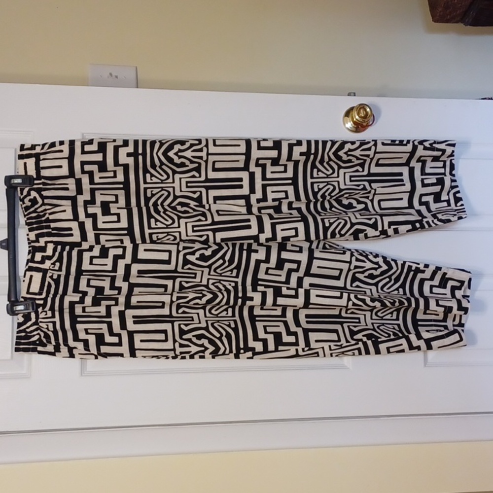 Rachael Zoe, sz 2X, linen blend, geometric print wide leg pants